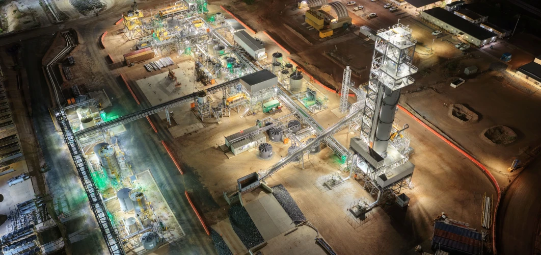Mid-Stream Demonstration Plant aerial view at night