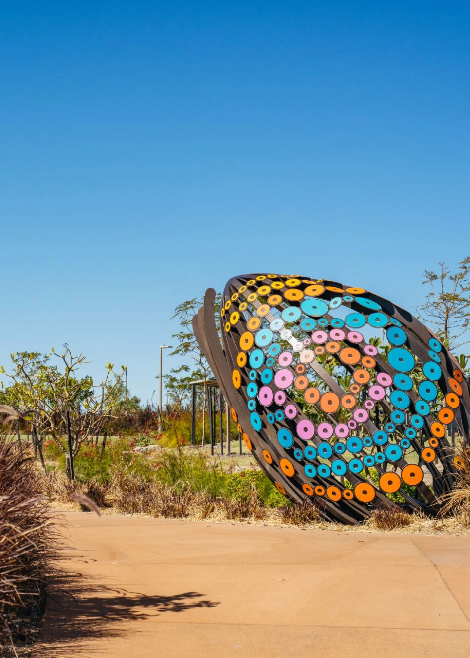 Spoilbank Marina in Port Hedland landscaped community space with public artwork by First Nations artist